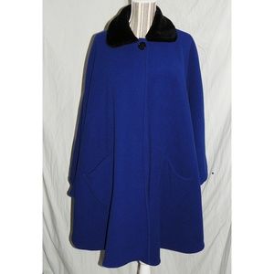 LeModa Jackets & Coats - LeModa Royal Blue Fleece & Faux Fur Cape, OS LeModa Jackets & Coats - LeModa Royal Blue Fleece & Faux Fur Cape, OS
